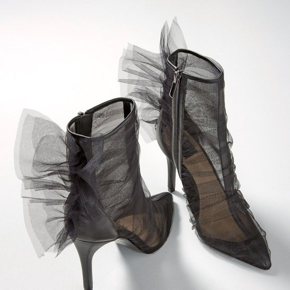 new WHITE HOUSE BLACK MARKET mesh high heel side zip boots 9 - Picture 2 of 2